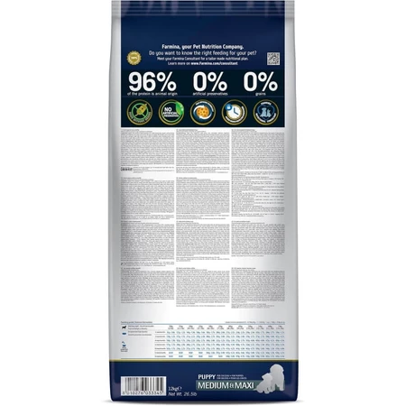 Farmina N&amp;d Pumpkin Puppy Medium &amp; Maxi mit Lamm und Kürbis – Alleinfuttermittel für Welpen, 12 kg