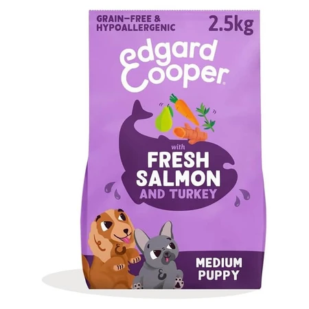 Edgard & Cooper Verse zalm en kalkoen voor middelgrote puppy's – Compleet voer voor puppy's, 2,5 kg
