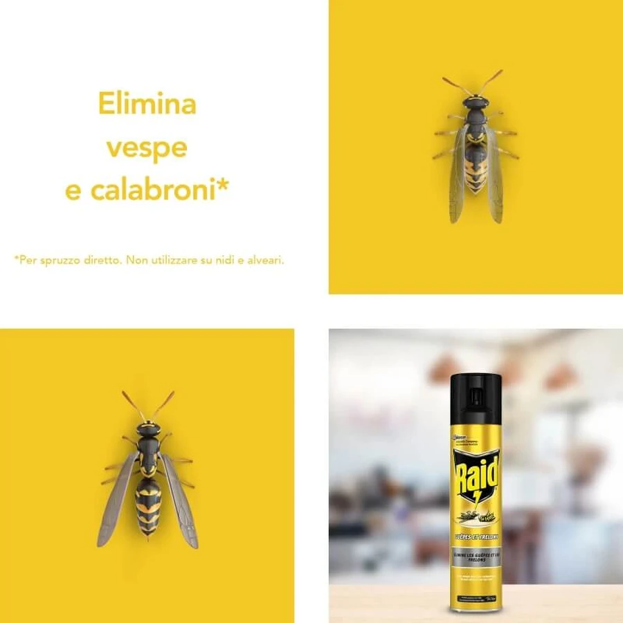 Spray insecticida Raid contra avispas y avispones, 400 ml