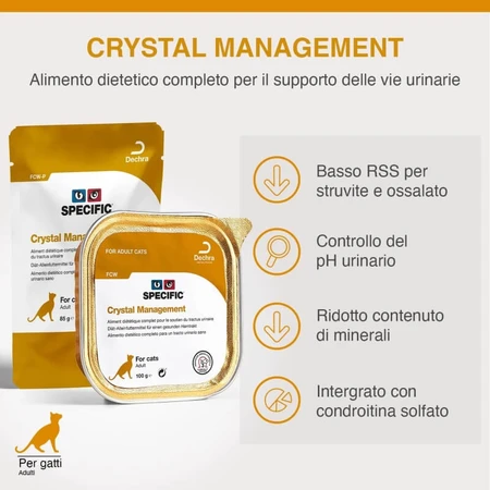 Dechra Specific crystal management maiale – hrană completă pentru pisici adulte, pentru susținerea sănătății tractului urinar, 7 x 100 gr