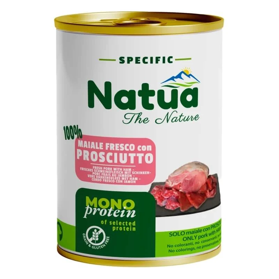 Natua The Nature Fresh: carne de cerdo con jamón - Alimento completo con una sola proteína para perros adultos, 400 g