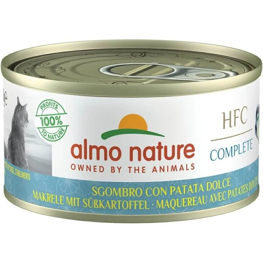 Almo Nature HFC Complete Makrele mit Süßkartoffel – Alleinfuttermittel für ausgewachsene Katzen, 70 g
