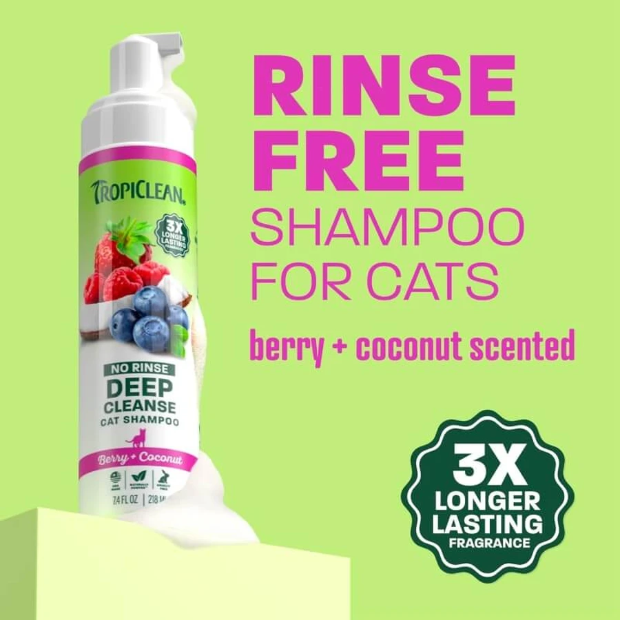 Tropiclean Deep Cleaning Waterless – Katzenshampoo mit Kokosnuss und Aloe, 220 ml
