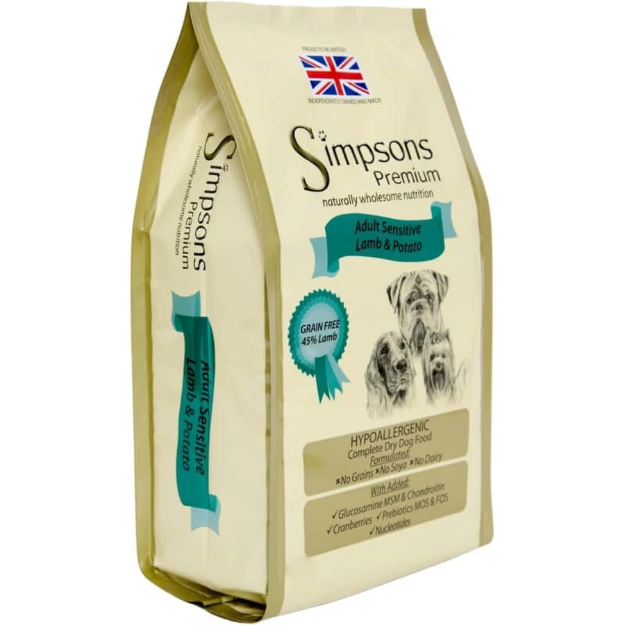 Simpsons Premium Adult Sensitive Lamb & Potatoes - Hypoallergenic Complete Food for Adult Dogs, 2 kg