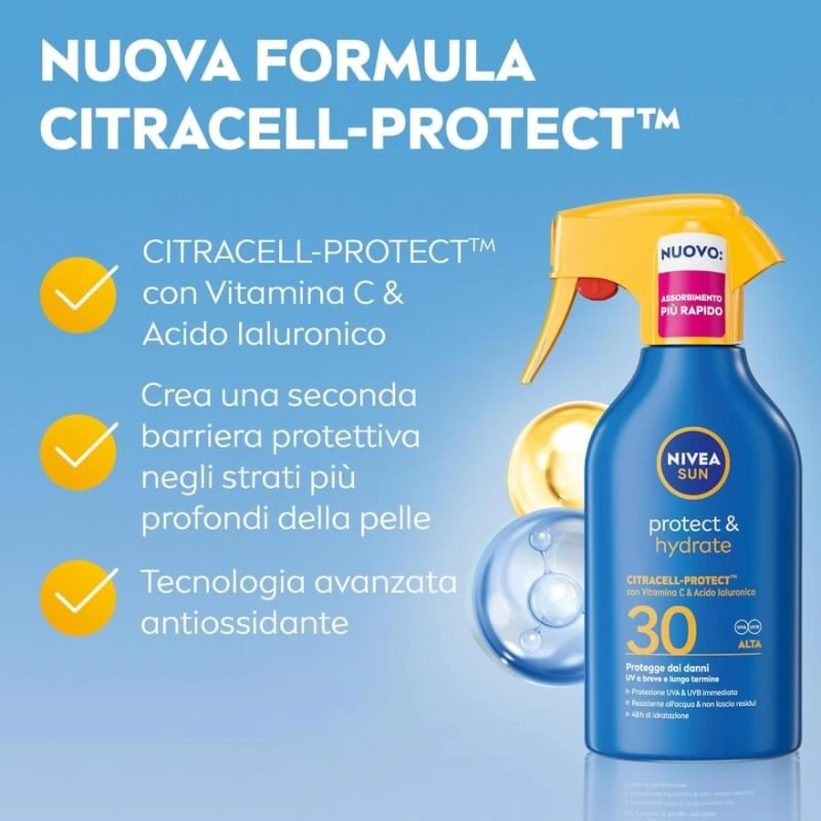 Nivea Sunscreen SPF 30 Sun Protect &amp; Hydrate Citracell Protect Sun Spray with Trigger, 250 ml