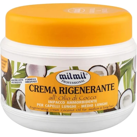 Mil mil Professional – Regenerierende Kokosöl-Creme, pflegende Haarmaske für langes Haar, 500 ml