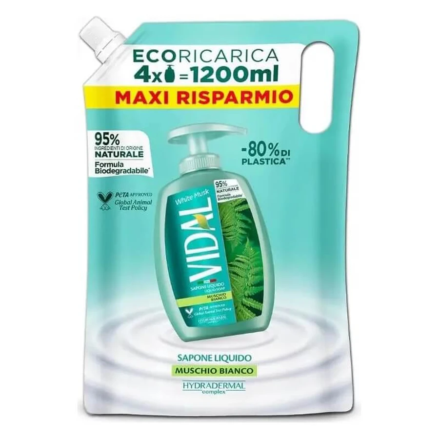 Vidal White Musk - Vloeibare zeep - Navulling van 1,2 liter
