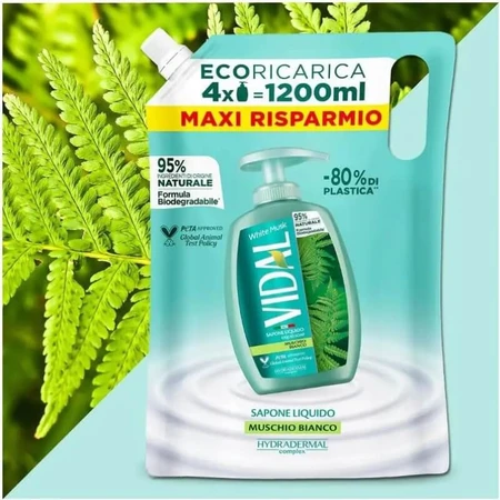 Vidal White Musk - Vloeibare zeep - Navulling van 1,2 liter