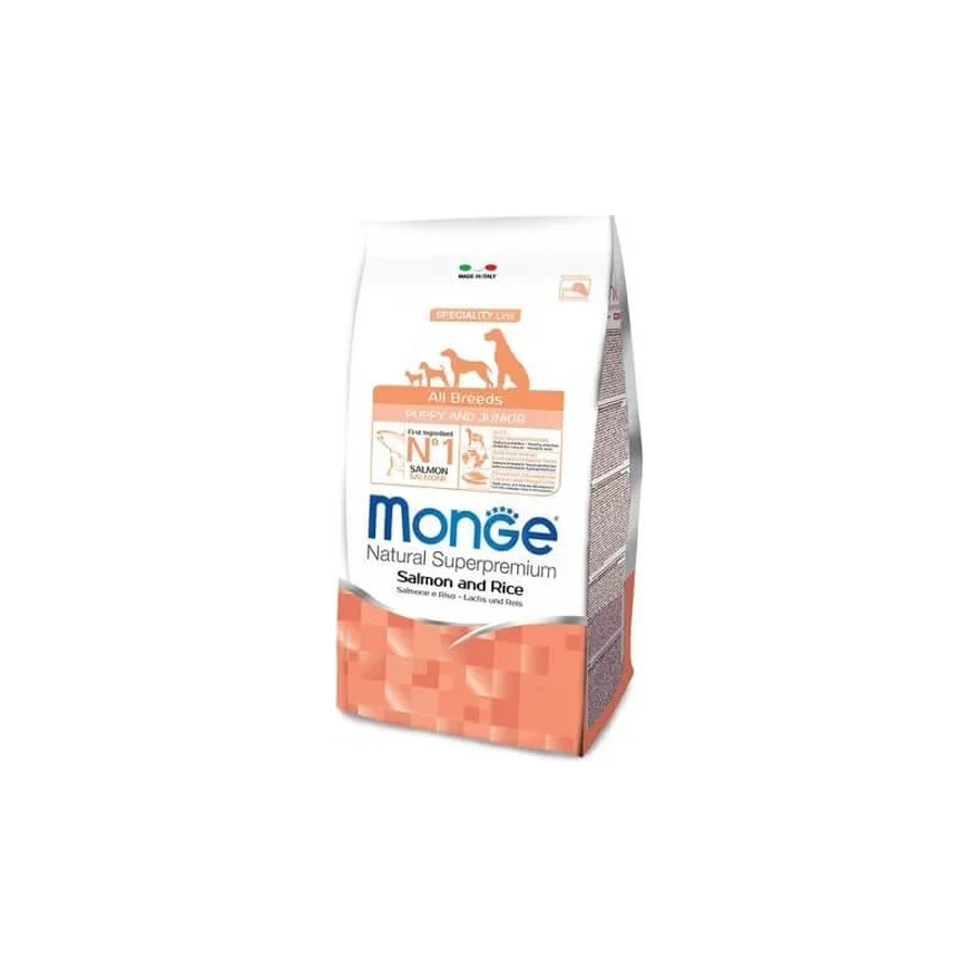 Monge All Breeds Puppy and Junior - Dry Dog Food with Salmon and Rice, 800g