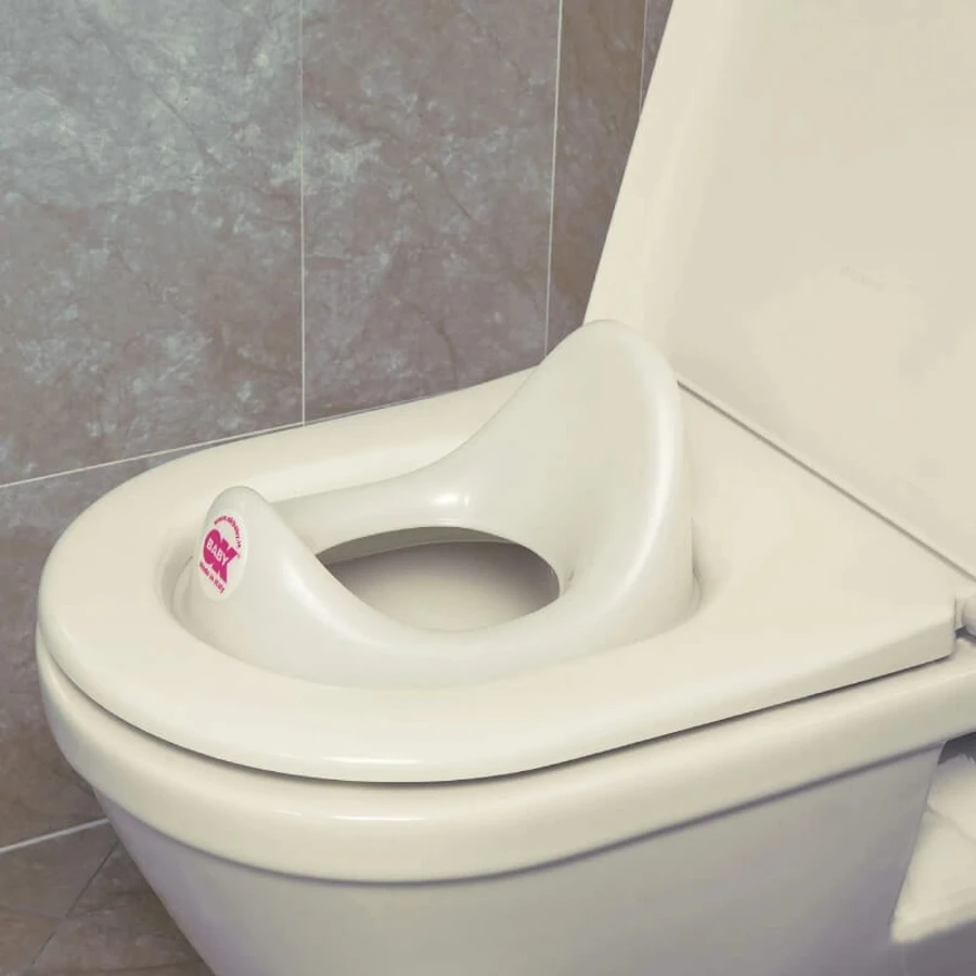 Réducteur de siège de WC Okbaby Ergo pour enfants, blanc, résistant aux éclaboussures, compact, léger, 32 x 14 x 38
