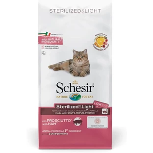 Schesir Sterilized &amp; Light Prosciutto - Aliment complet pour chats adultes stérilisés (formule allégée), 10 kg