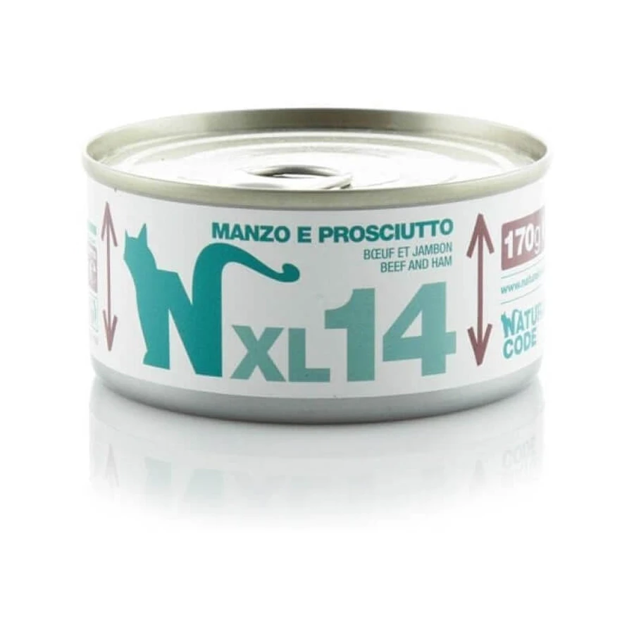 Natural Code XL 14 carne de vită și șuncă – hrană complementară pentru pisici adulte, 170 g