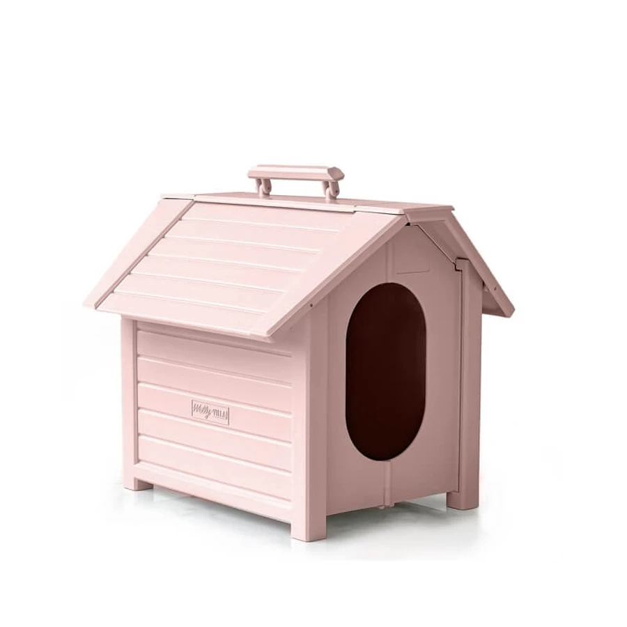Welly Villa – Zusammenklappbare, isolierte, wasserdichte, recycelbare Hundehütte, groß, Puderrosa