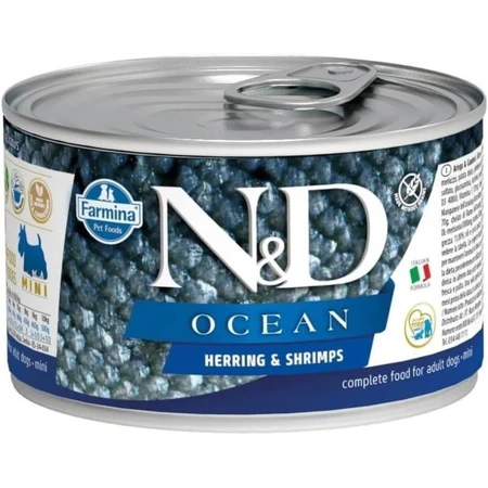 Farmina N&amp;d Ocean Adult Mini Herring and Shrimp - Complete Food for Small Adult Dogs, 140 g