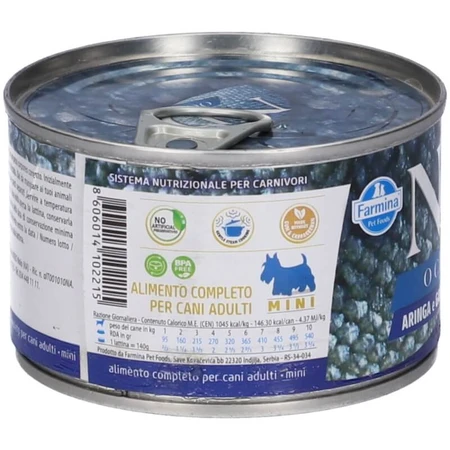 Farmina N&amp;d Ocean Adult Mini Herring and Shrimp - Complete Food for Small Adult Dogs, 140 g
