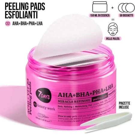 Discos exfoliantes «7days AHA + BHA + PHA + LHA Miracle Refining Pads» - 50 discos exfoliantes