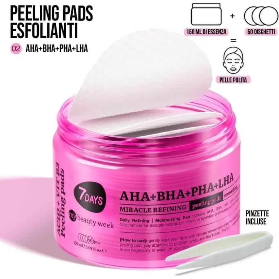 Discos exfoliantes «7days AHA + BHA + PHA + LHA Miracle Refining Pads» - 50 discos exfoliantes