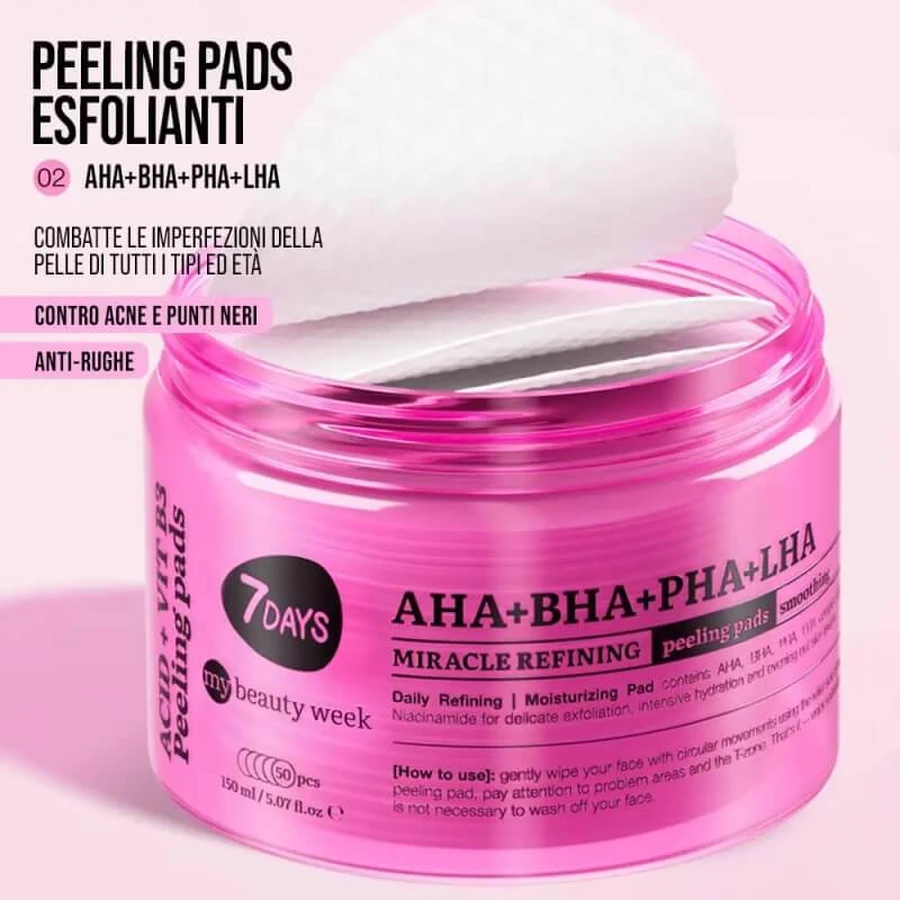 Discos exfoliantes «7days AHA + BHA + PHA + LHA Miracle Refining Pads» - 50 discos exfoliantes