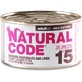 Natural Code 15 pui, legume și ficat – hrană completă pentru pisici adulte, 85 g