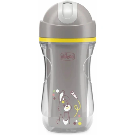 Gobelet Chicco Sport - Gobelet isotherme avec paille anti-fuites, à partir de 14 mois, gris, 266 ml