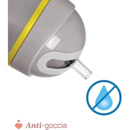 Gobelet Chicco Sport - Gobelet isotherme avec paille anti-fuites, à partir de 14 mois, gris, 266 ml