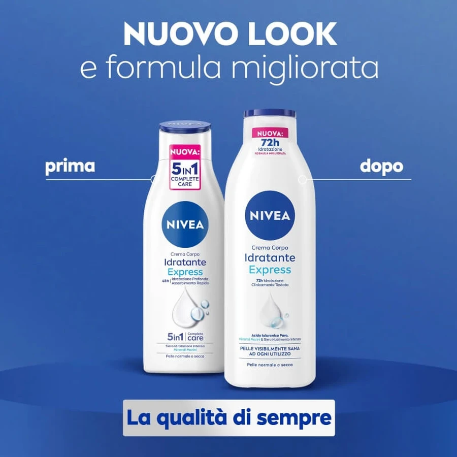 Nivea 72-Stunden-Express-Feuchtigkeitscreme – Creme für normale und trockene Haut, 250 ml