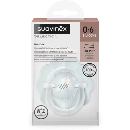 Suavinex Wonder – Silikon-Schnuller für 0–6 Monate – Blau