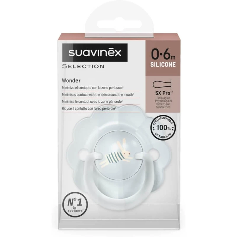 Suavinex Wonder – Silikon-Schnuller für 0–6 Monate – Blau