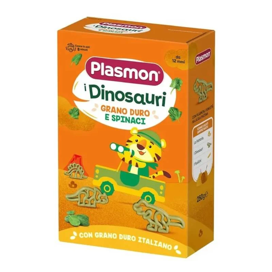 Plasmon Dinosaurs - Pasta de trigo duro y espinacas para niños, 250 g