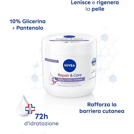 Nivea Repair &amp; Care - Crema corporal para piel sensible, 400 ml