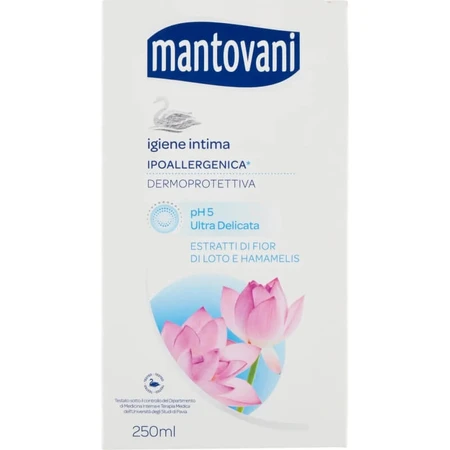 Mantovani Ultra Gentle pH 5 with Lotus Flower and Witch Hazel Extracts - Intimate Cleanser 250 ml