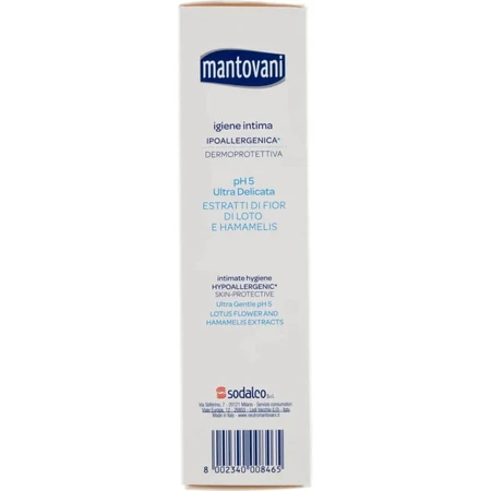 Mantovani Ultra Gentle pH 5 with Lotus Flower and Witch Hazel Extracts - Intimate Cleanser 250 ml