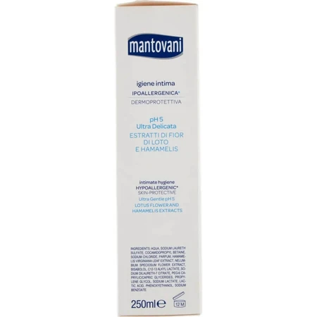 Mantovani Ultra Gentle pH 5 with Lotus Flower and Witch Hazel Extracts - Intimate Cleanser 250 ml