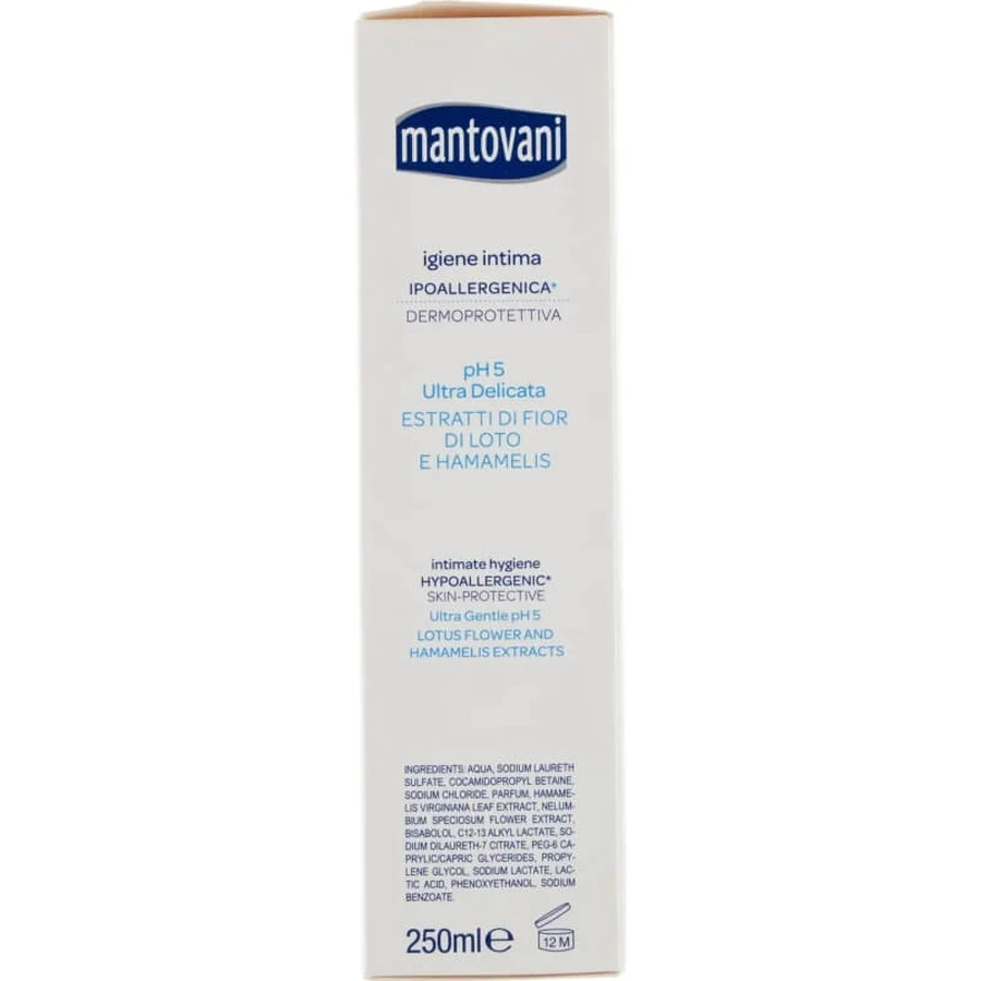 Mantovani Ultra Gentle pH 5 with Lotus Flower and Witch Hazel Extracts - Intimate Cleanser 250 ml