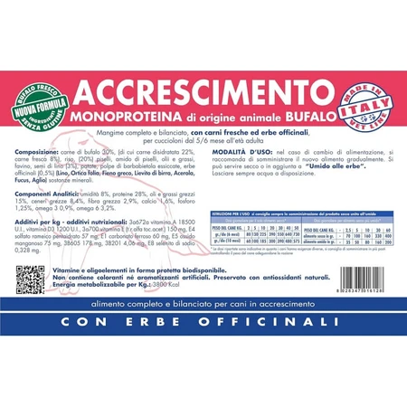 Vet Line Buffalo Growth Formula - Pienso completo para perros, 12,5 kg