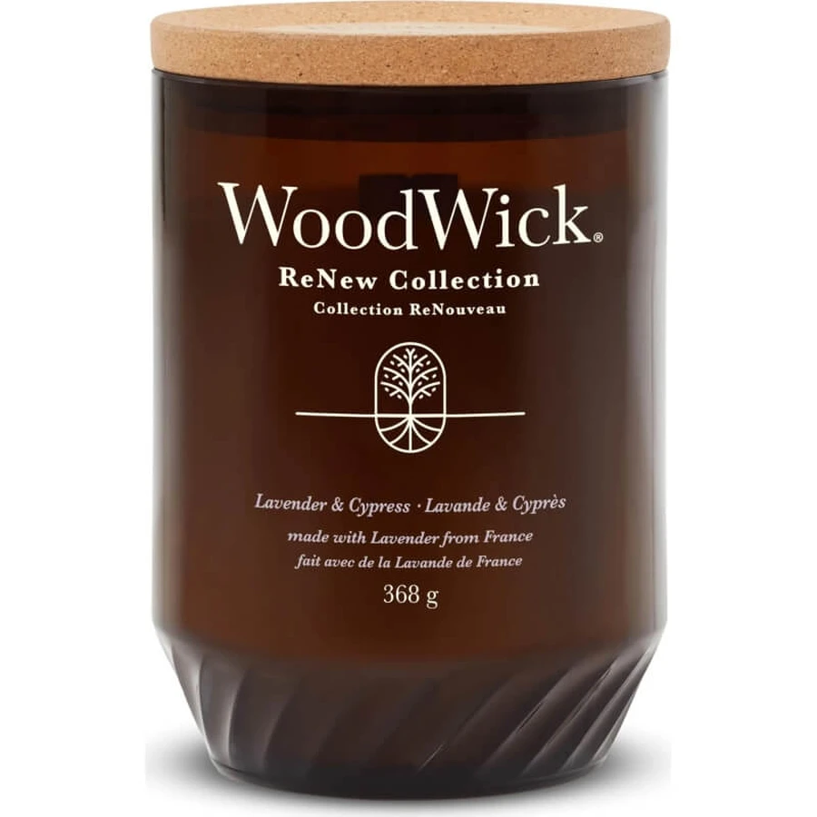Woodwick Lavande et Cyprès - Grande bougie parfumée, 368 g