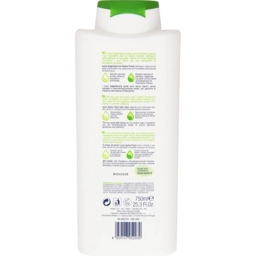 Lycia Hydra Fresh - Douchegel met aloë vera en bamboe-extract, 750 ml