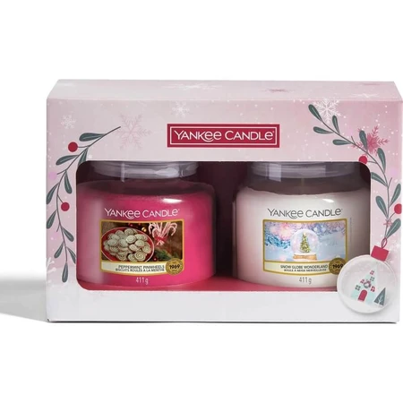 Coffret de bougies parfumées Yankee Candle, format moyen - Snow Globe Wonderland + Peppermint Pinwheels