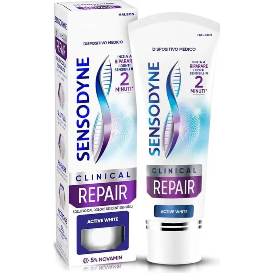Sensodyne Clinical Repair Active White - Pasta dentífrica para dientes sensibles, 75 ml