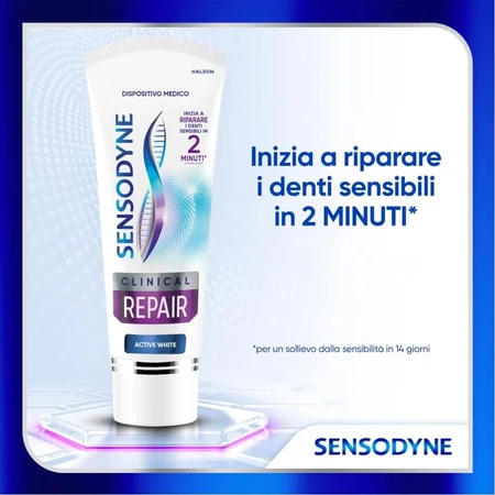Sensodyne Clinical Repair Active White - Pasta dentífrica para dientes sensibles, 75 ml