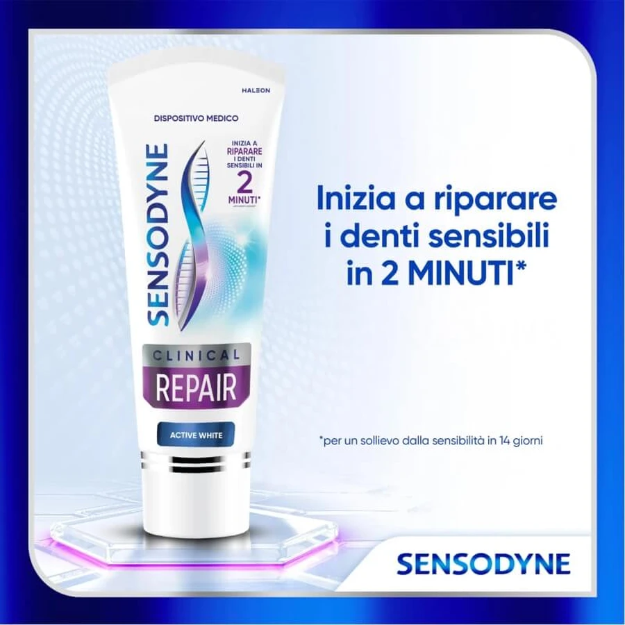 Sensodyne Clinical Repair Active White - Pasta dentífrica para dientes sensibles, 75 ml