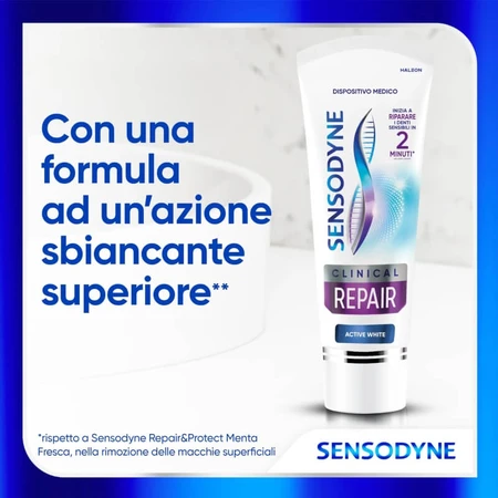 Sensodyne Clinical Repair Active White - Pasta dentífrica para dientes sensibles, 75 ml