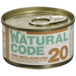 Natural Code 20 ton, fasole, alge și orez – hrană completă pentru pisici adulte, 85 g