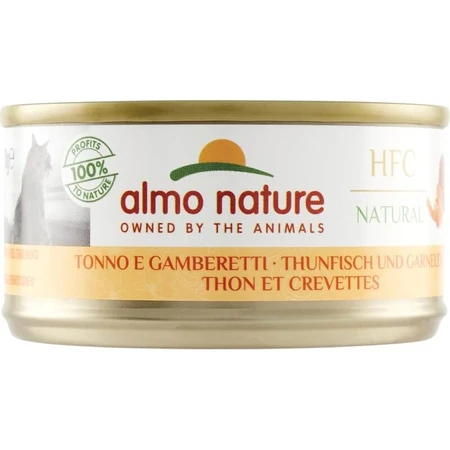 Almo Nature HFC Natural Thunfisch und Garnelen – Nassfutter für ausgewachsene Katzen, 70 g