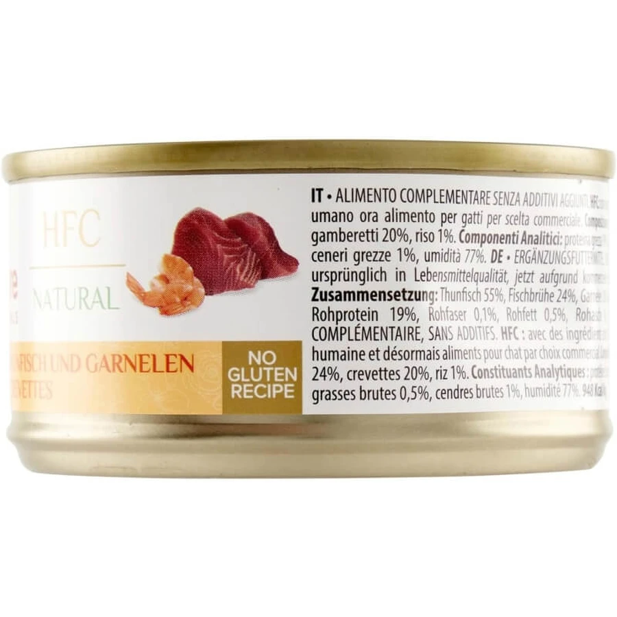 Almo Nature HFC Natural Thunfisch und Garnelen – Nassfutter für ausgewachsene Katzen, 70 g