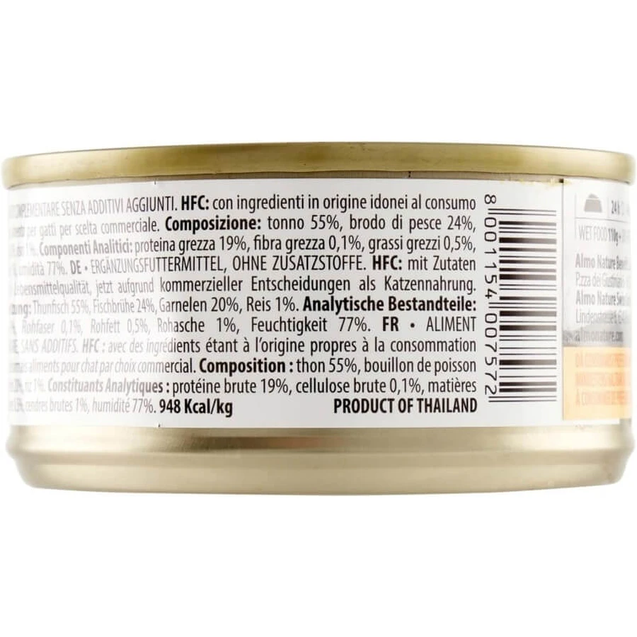 Almo Nature HFC Natural Thunfisch und Garnelen – Nassfutter für ausgewachsene Katzen, 70 g