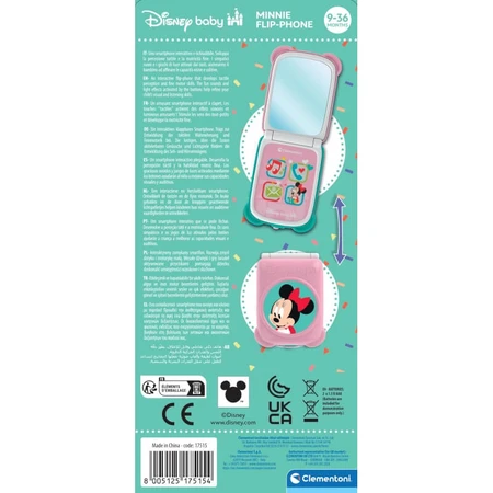 Clementoni Minnie Flip Phone - Interactive Toy Smartphone for Kids