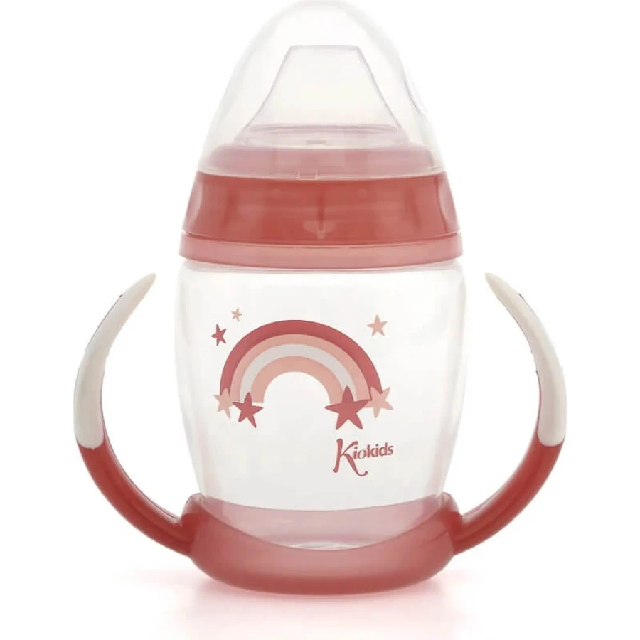 Kiokids Step 1 Trinklernbecher mit Henkeln, 270 ml – Rosa, ab 6 Monaten