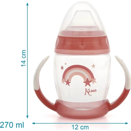 Kiokids Step 1 Trinklernbecher mit Henkeln, 270 ml – Rosa, ab 6 Monaten