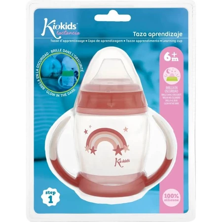 Kiokids Step 1 Trinklernbecher mit Henkeln, 270 ml – Rosa, ab 6 Monaten